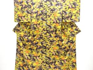 縮緬地花鳥にザクロ模様小紋着物